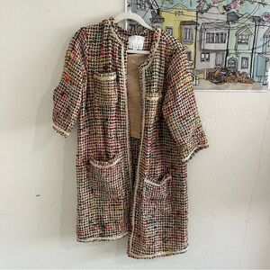 Ett:Twa by Anthropologie Multicolor Tweed Coat - Size M